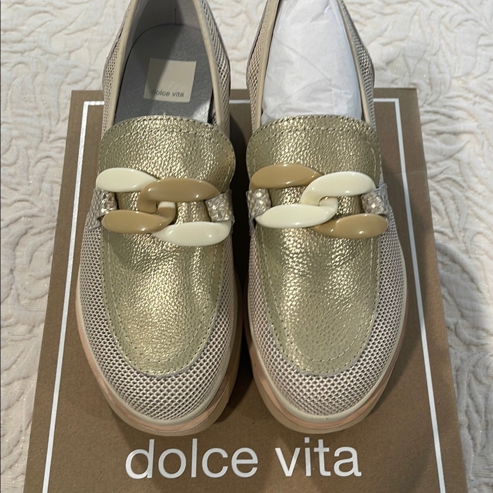 NWT! Dolce Vita Gold Loafers